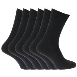 Universaltextilien Herren Strümpfe/Socken, 100% Baumwolle, gerippt, 6er-Pack (39-45 EU) (Schwarz) von Universaltextilien