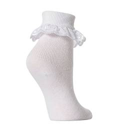Universaltextilien Mädchen Socken mit Rüschen, 3 Paar (EUR 27-30 (5-7 Jahre)) (WeiÃŸ) von Universaltextilien
