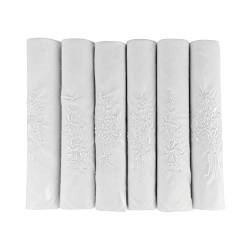 Damen Taschentücher, Bestickt, 100% Baumwolle, Weiß, 40 x 40 cm, 6 Stück von Unknown