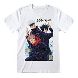 Kurzarm-T-Shirt Jujutsu Kaisen Trio Weiß Unisex von Heroes Inc.