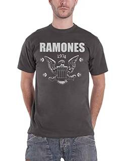 Ramones Herren T-Shirt 1974 Eagle Short Sleeve Gr. S, Grau (Anthrazit) von Unknown