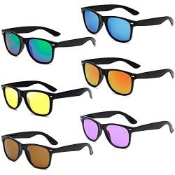 6 Stücke Neon Sonnenbrille Set Herren Unisex Bunte Sonnenbrillen Coole Retro Lustige Brillen Party für Herren Damen von Unning