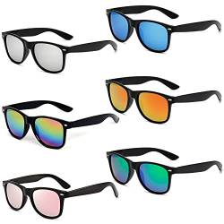 6 Stücke Neon Sonnenbrille Set Herren Unisex Bunte Sonnenbrillen Coole Retro Lustige Brillen Party für Herren Damen von Unning