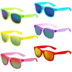 6 Stücke Neon Sonnenbrille Set Herren Unisex Bunte Sonnenbrillen Coole Retro Lustige Brillen Party für Herren Damen von Unning