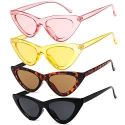 Unning 4 Stück Cateye Sonnenbrille Set Damen,Vintage Katzenaugen Sonnenbrillen Neon Lustige Brillen für Damen Frauen von Unning