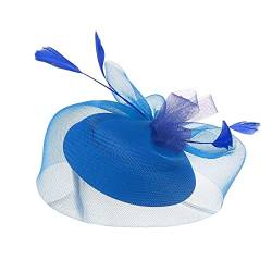 Haartuch Damen Sommer Fascinators für Frauen, Tea-Party-Stirnband, Hut, Netzfedern, Haarspange für Hochzeit, Cocktail und Kirche Sportbänder Herren (Blue, One Size) von UnoSheng