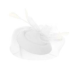 Haartuch Damen Sommer Fascinators für Frauen, Tea-Party-Stirnband, Hut, Netzfedern, Haarspange für Hochzeit, Cocktail und Kirche Sportbänder Herren (White, One Size) von UnoSheng