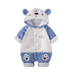 Neugeborenes Baby Mädchen Junge niedliches Tier Lange Ärmel Cartoon Ohren Fleece mit Kapuze Knopf Strampler Warmer Overall Outfits Mantel Jacke Teenager Jacken Frühling Jungen (Blue, 0-3 Months) von UnoSheng