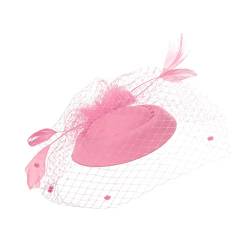 Schweißbänder Stirnband Fascinators für Frauen, Tea-Party-Stirnband, Hut, Netzfedern, Haarspange für Hochzeit, Cocktail und Kirche Ohrenschützer Fahrradhelm (Pink, One Size) von UnoSheng