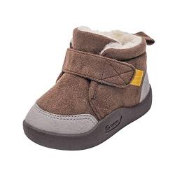 UnoSheng Barfußschuhe Hausschuhe Babyschuhe Kleinkindstiefel Kleinkindschuhe mit weichem Boden plus samtdicke, rutschfeste große Baumwollschuhe Schneeanzug 98 (Coffee, 21 Infant) von UnoSheng