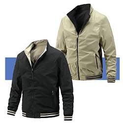 UnoSheng Bomberjacke Herren Schwarz Weiß - Übergangsjackee Herren Wendejacke Leichte Stehkragen Blouson Jacken Zip Up Freizeitjacke Übergangsmantel Regular Fit Sportswear Freizeitjacke Outdoorjacke von UnoSheng