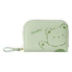 UnoSheng Brieftasche Herren Groß Pass Damen Reißverschluss Multi Card Organ Kartenhalter Damen Cartoon PU Geldbörse Kleine Geldbörsen Herren Mit Münzfach (Green, One Size) von UnoSheng