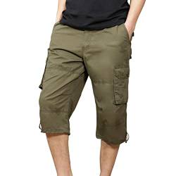 UnoSheng Cargo Shorts Einfarbig Baumwolle Herren Lassige Mit ReißVerschluss Viele Taschen Kurze Hosen Stretch Gym Shorts Baggy Jogginghose Bermuda Shorts Sommer Arbeitshose Freizeitshorts Weites Bein von UnoSheng