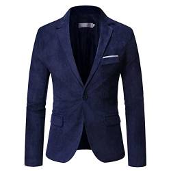 UnoSheng Freizeitanzug für Herren, einfarbig, Cord, Business-Gentleman-, Freizeitanzug Herbst Herren Jacken (Navy, L) von UnoSheng