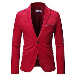 UnoSheng Freizeitanzug für Herren, einfarbig, Cord, Business-Gentleman-, Freizeitanzug Herbst Herren Jacken (Red, XXXXXXL) von UnoSheng