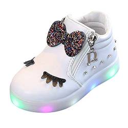 UnoSheng Junge Baby Kleidung Kids Luminous LED Bowknot Crystal Infant Babyschuhe Mädchen Sport Boots Babyschuhe Baby Flach (White, 22) von UnoSheng