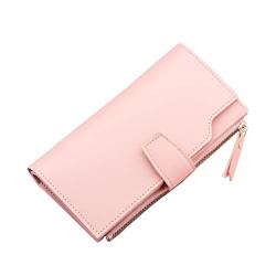 UnoSheng Klein Brieftasche Damen Fashion ID Long Wallet Color Matching Frauen Zipper Purse Mehrere Kartenfächer Clutch Bag Phone Bag Kinder Geldbörsen (Pink, One Size) von UnoSheng