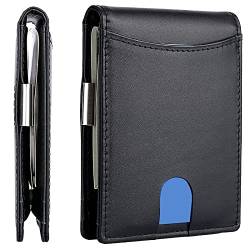 UnoSheng Kleine Geldbörsen Damen Stoff Multifunktionale Herren-Geldbörse aus Kohlefaser-Rindsleder mit großer Kapazität Handyhülle Note 9 Brieftasche (BK1, One Size) von UnoSheng