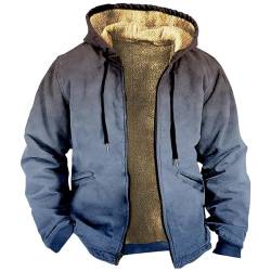 UnoSheng Mantel Herren Kamelhaar Herren-Pullover aus Fleece mit Kapuze, der sich allmählich verändert Fleece Oliv (Blue, L) von UnoSheng