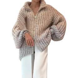 UnoSheng Mode Frauen Pailletten Pullover Oberbekleidung Mantel Glitter Lose Lange Strickjacke Cardigan Eng (White, XXL) von UnoSheng