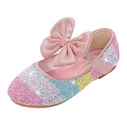 UnoSheng Single Infant Prinzessin Crystal Kids Strass Bogen Tanzen Schuhe Perle Mädchen Sandalen Schuhe Babyschuhe Kinder 33 (Pink, 32 Big Kids) von UnoSheng