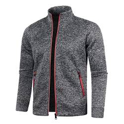 UnoSheng Sweatshirt Herren Mit ReißVerschluss, Fleecejacke Herren Dünn Leicht Übergangsjacke Slim Fit Sweatjacke Mit Taschen Casual Sportjacke Fleece GefüTtert Warm Mode Sweatjacke Winterjacke von UnoSheng