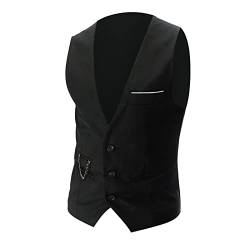 UnoSheng V Ausschnitt Mit KnöPfen Schwarz Anzugweste Herren Arbeitsweste MäNner Slim Fit Business äRmellose Weste Mit Brusttasche Freizeitweste Mode Soild Casual Cowboy Hochzeit Weste von UnoSheng