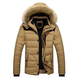 UnoSheng Winterjacke Herren Kurz Mit Fellkapuze - Wintermantel Herren Warm Gefüttert Daunenjacke Winter Outdoor Daunenmantel Warm Gepolstert Pufferjacke Steppjacke Grosse Grössen Übergangsjacke von UnoSheng