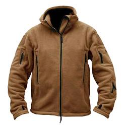 Winterjacke Herren Kurz Warm Gefüttert - Fleecejacke Herren Outdoor Teddy-Fleecejacke Multi Taschen Full Zip Army Jacke Winter Polar-Fleecejacke Mit Kapuze Fliesjacke Übergangsjacke Freizeitjacke von UnoSheng