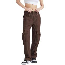 Unotobe Baggy Jeans für Damen Cargo Hose Herren Y2K Fallschirmhose mit Taschen von Unotobe