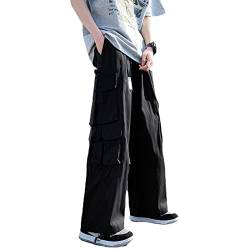 Unotobe Herren Damen Jogger mit Taschen, leicht, einfarbig, breites Bein, gerade Cargohose von Unotobe