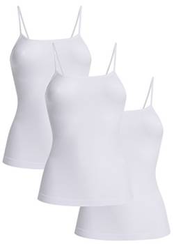 UnsichtBra 3er Pack Damen Shape Unterhemden | Spaghettiträger Basic Top Unterhemd | Mikrofaser Spaghetti Tops ohne Bügel | Weiss Schwarz Beige (3 x Weiss, 2XL-3XL) von UnsichtBra