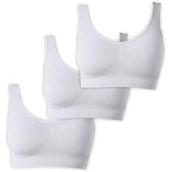 UnsichtBra Bustier Damen BH ohne Buegel | 3er Set Wohlfühl Bustiers Tops | Bügelloser Soft Bra | Schlaf Still Sport Crop Top Büstier 3 x Weiß (wellbra_www)(3XL) von UnsichtBra