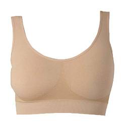 UnsichtBra Bustier Damen BH ohne Buegel | Wohlfühl Bustiers Top | Bügelloser Soft Bra | Schlaf Still Sport Bralette in vielen Farben (wellbra_sngl)(3XL, Beige) von UnsichtBra