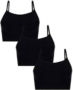 UnsichtBra Damen 3er Set Bustier Top BH ohne Bügel | Mehrpack Spaghettiträger Bralette BH | Frauen Sport Yoga Unterwäsche Basic Büstier Hemd (3 x Schw, M) von UnsichtBra