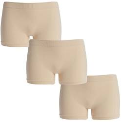 UnsichtBra Damen Panties Mehrpack - Frauen Unterwäsche | Damenunterwäsche - Damen Panty im 3-er Set | Wohlfühl Pantys | Damen Boxershorts (3 x Beige, 2XL) von UnsichtBra