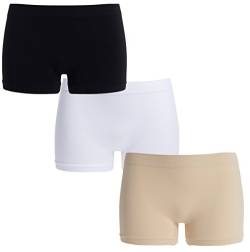 UnsichtBra Damen Panties Mehrpack - Frauen Unterwäsche | Damenunterwäsche - Damen Panty im 3-er Set | Wohlfühl Pantys | Damen Boxershorts (Schwarz,Weiss,Beige, 2XL) von UnsichtBra