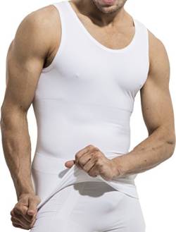 UnsichtBra Shapewear Unterhemd Herren | Body Shaper Funktionsshirt Herren | Bauchweg Kompressionsshirt Herren Weiss Beige Schwarz (sw_7100)(L, Weiss) von UnsichtBra