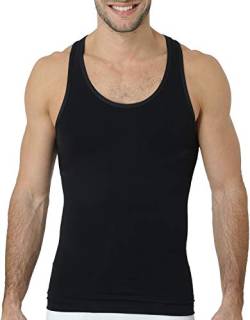 UnsichtBra Shapewear Unterhemd Herren Tank Top | Body Shaper Funktionsshirt Herren | Bauchweg Herren Kompressionsshirt Weiss o. schwarz (sw_7101)(XL, Schwarz) von UnsichtBra