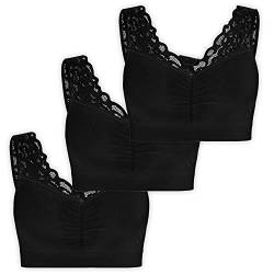 UnsichtBra Spitzen Bustier Damen BH ohne Buegel | 3er Set Wohlfühl Bustiers Tops mit feiner Spitze | Bügelloser Soft Bra | Schlaf Still Büstier (l_SSS)(M) von UnsichtBra