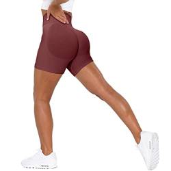 Unthewe Workout Butt Lifting Shorts für Frauen Hohe Taille Nahtlos Gym Yoga Booty Shorts, Booty Wine, Mittel von Unthewe