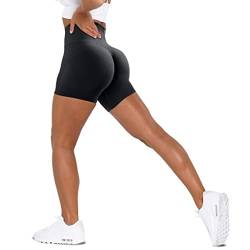 Unthewe Workout Butt Lifting Shorts für Frauen Hohe Taille Nahtlos Gym Yoga Booty Shorts, Scrunch Black, Klein von Unthewe