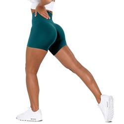 Unthewe Workout Butt Lifting Shorts für Frauen Hohe Taille Nahtlos Gym Yoga Booty Shorts, Scrunch Deep Teal, Groß von Unthewe