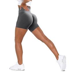 Unthewe Workout Butt Lifting Shorts für Frauen Hohe Taille Nahtlos Gym Yoga Booty Shorts, Scrunch Dunkelgrau, Klein von Unthewe