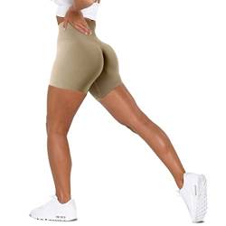 Unthewe Workout Butt Lifting Shorts für Frauen Hohe Taille Nahtlos Gym Yoga Booty Shorts, Scrunch Leinen, Mittel von Unthewe