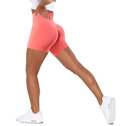 Unthewe Workout Butt Lifting Shorts für Frauen Hohe Taille Nahtlos Gym Yoga Booty Shorts, Scrunch Pixel Pink, Klein von Unthewe