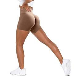 Unthewe Workout Butt Lifting Shorts für Frauen Hohe Taille Nahtlos Gym Yoga Booty Shorts, Scrunch hellbraun, Mittel von Unthewe