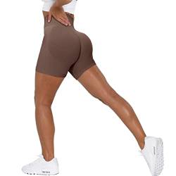 Unthewe Workout Butt Lifting Shorts für Frauen Hohe Taille Nahtlose Gym Yoga Booty Shorts, Booty dunkelbraun, Groß von Unthewe