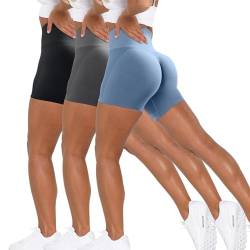 Unthewe Workout Butt Lifting Shorts für Frauen Hohe Taille Nahtlose Gym Yoga Booty Shorts, Schwarz, Dunkelgrau, Französisch, Groß von Unthewe