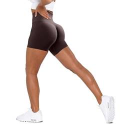 Unthewe Workout Butt Lifting Shorts für Frauen Hohe Taille Nahtlose Gym Yoga Booty Shorts, Scrunch Chocolate, Klein von Unthewe